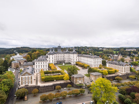 Aerial view of Gladbach castle in Bensberg, Germany