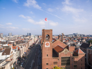 Aerial view aа Amsterdam city, near Beurs van Berlage place
