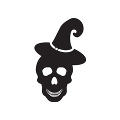 Halloween skull with witch hat