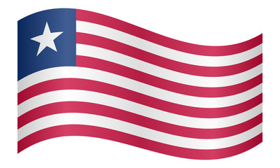 Flag of Liberia waving on white background