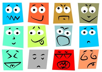 Multicolored squared vectorial emoticons