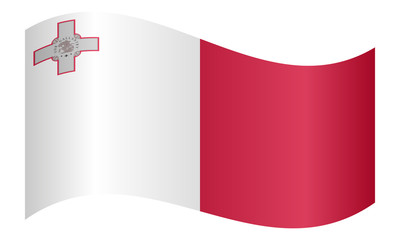 Flag of Malta waving on white background