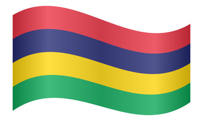 Flag of Mauritius waving on white background