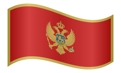 Flag of Montenegro waving on white background