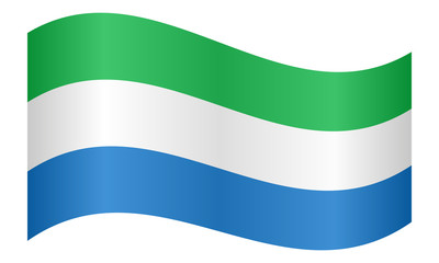 Flag of Sierra Leone waving on white background