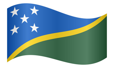 Flag of Solomon Islands waving on white background