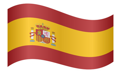 Flag of Spain waving on white background