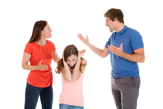 Parent Quarreling On White Background
