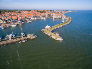 Fototapeta na wymiar Aerial view of Volendam city in Netherlands