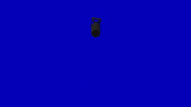 Atom Bomb Falling in 4 Different Scenes on a Blue Screen Background