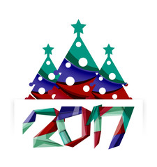 Christmas tree, New Year banner elements