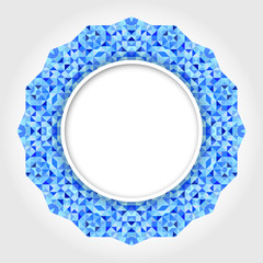 Abstract White Round Frame with Blue Digital Border