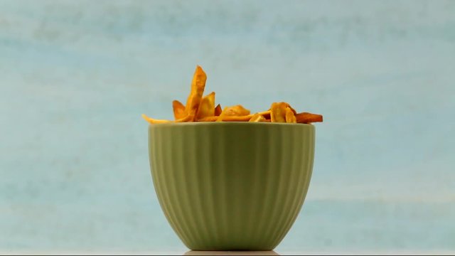 Rotating Jackfruit chips, and Indian snack