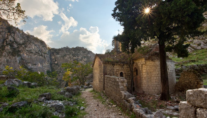 Fototapeta na wymiar Ancient church ruin in Montenegro