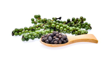 Peppercorns on white background