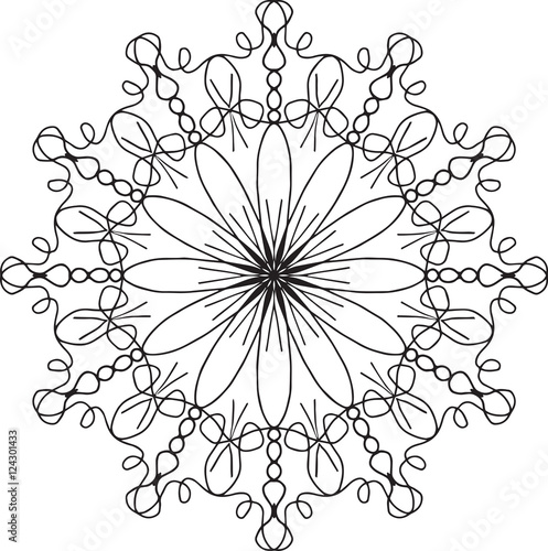 "Abstract Flower Circle Design Element Line Drawing" Stock image and