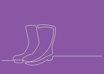 continuous line drawing of rain boots