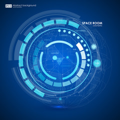 Abstract Futuristic blue virtual graphic touch interface HUD. Connection structure. Vector science background. Abstract blue background. Vector illustration.