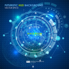 Abstract Futuristic blue virtual graphic touch interface HUD. Connection structure. Vector science background. Abstract blue background. Vector illustration.