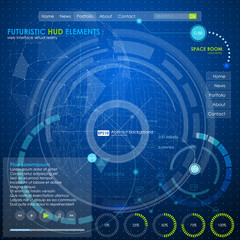 web ui infographic elements. futuristic user interface HUD blue neon. Web site design navigation elements