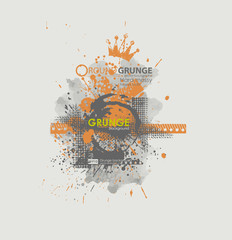 Grunge poster vector background. Dirty urban print for t-shirt. Abstract dirt backgrounds texture. Grunge banner with an inky dribble strip with copy space. Abstract background for party