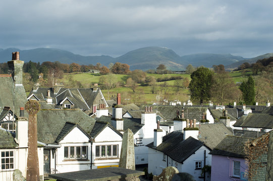 View over the rooftops of Hawkshead