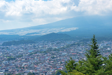 Fujiyoshida city view from above, Yamanashi prefecture, Japan
