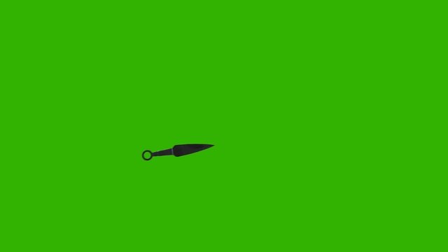 Throwing Knife in Differant Position on a Green Screen Background