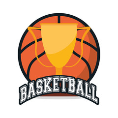 Ball and trophy icon. Basketball sport hobby and competition theme. Colorful design. Vector illustration