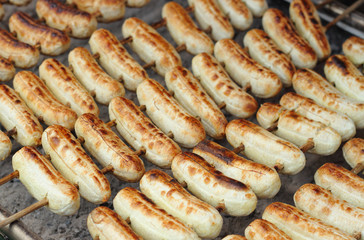 grilled banana skewers on stove