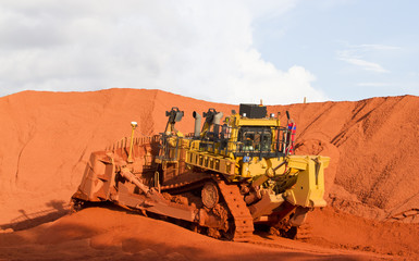 Piles of mining Bauxite in Weipa, Queensland, Australia Bauxite is an aluminum ore and is the main source of aluminum. 