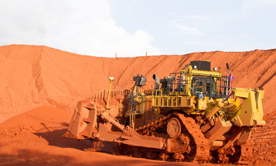 Piles of mining Bauxite in Weipa, Queensland, Australia Bauxite is an aluminum ore and is the main source of aluminum. 