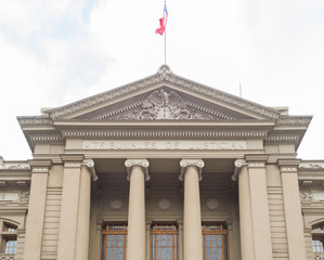 The Courts of Justice (Palacio de los Tribunales de Justicia) in Santiago, Chile which house the nation's Supreme Court and Court of Appeals