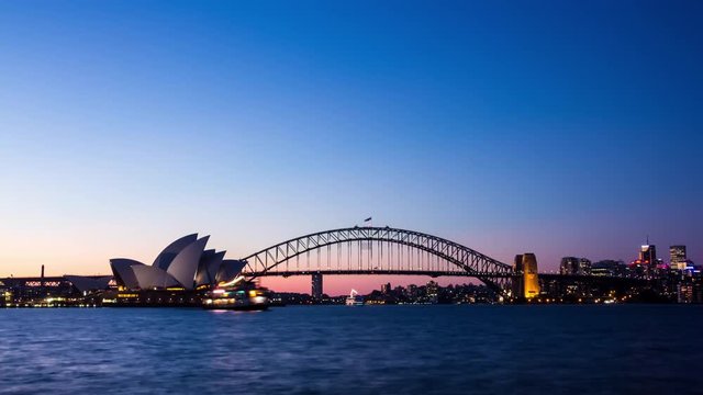 Sydney Harbour Bridge Sunset Timelapse in 4k
