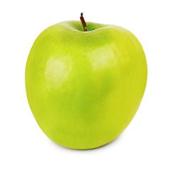 Ripe green apple isolated on white background.