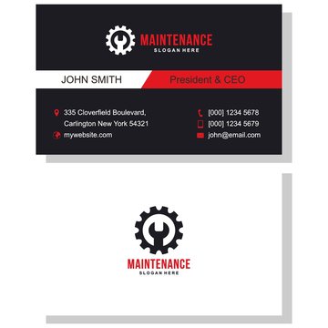 Business Card Design Template. Mechanic And Technic Business Card