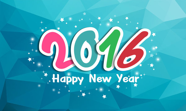 happy new year 2016 on polygon background,vector