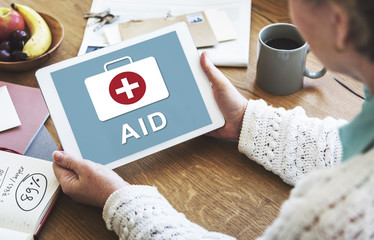 Fist Aid Kit Box Bag Cross Sign Graphic Concept