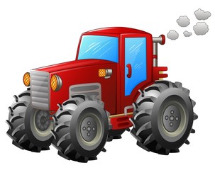 Red tractor on white backround