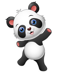Obraz premium Cartoon panda presenting
