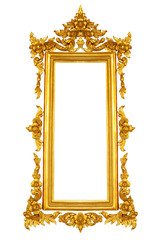 Gold color  vintage frame isolated on white background