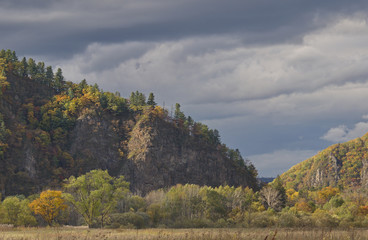 Fototapeta na wymiar Mountain slope in the fall