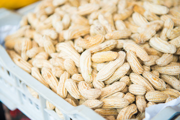 pile of peanuts on basket