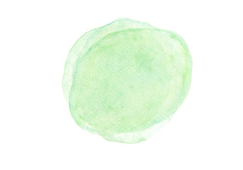 Green circles on white, watercolor painting