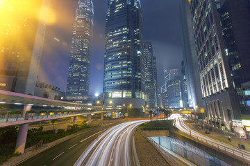 Fototapeta na wymiar Hong Kong's urban architecture, night