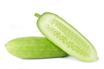Cucumber,Cucumis sativus, on white background