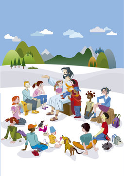 Jesus Talking to Children Vertical