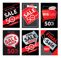 Social media sale banners and ads web template set. 