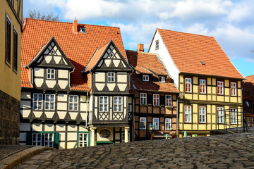 old german latticed houses at quedlinburg