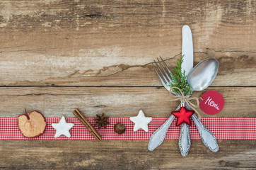 Christmas Menu cutlery table decoration